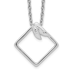 Jasmine Iridescent Echo White Ice Sterling Silver Rhodium-plated 18 Inch Open Diamond-shaped Diamond Necklace with 2 Inch Extender