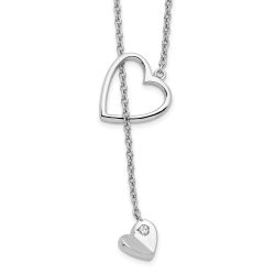 Ivory Anthem White Ice Sterling Silver Rhodium-plated 18 Inch Diamond Heart Necklace