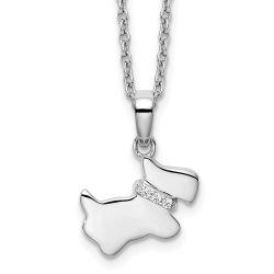 Classic Dahlia White Ice Sterling Silver Rhodium-plated 18 Inch Diamond Dog Necklace with 2 Inch Extender