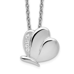 Elegant Stream White Ice Sterling Silver Rhodium-plated 18 Inch Diamond Butterfly Necklace with 2 Inch Extender