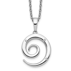 Cool Pebble Bold Willow White Ice Sterling Silver Rhodium-plated 18 Inch Diamond Swirl Necklace with 2 Inch Extender