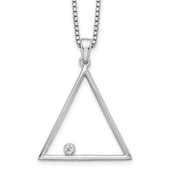 Dawn Equinox White Ice Sterling Silver Rhodium-plated 18 Inch Diamond Open Triangle Necklace with 2 Inch Extender