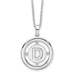 Gilded Ridge Moonlit Cascade White Ice Sterling Silver Rhodium-plated 18 Inch Diamond Letter D Initial Necklace with 2 Inch Extender
