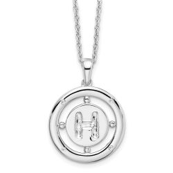  Orchid Bright Comet White Ice Sterling Silver Rhodium-plated 18 Inch Diamond Letter H Initial Necklace with 2 Inch Extender