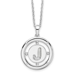 Dusk Pebble White Ice Sterling Silver Rhodium-plated 18 Inch Diamond Letter J Initial Necklace with 2 Inch Extender