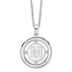 Azure Zephyr Sunlit Mesa White Ice Sterling Silver Rhodium-plated 18 Inch Diamond Letter M Initial Necklace with 2 Inch Extender