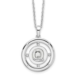 Regal Marigold White Ice Sterling Silver Rhodium-plated 18 Inch Diamond Letter Q Initial Necklace with 2 Inch Extender