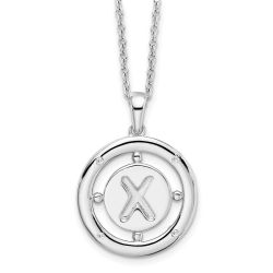 Summer Maple Majestic Elm White Ice Sterling Silver Rhodium-plated 18 Inch Diamond Letter X Initial Necklace with 2 Inch Extender