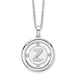 Elegant Laurel White Ice Sterling Silver Rhodium-plated 18 Inch Diamond Letter Z Initial Necklace with 2 Inch Extender