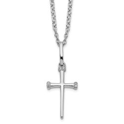 Noble Dahlia White Ice Sterling Silver Rhodium-plated 18 Inch Diamond Cross Necklace with 2 Inch Extender