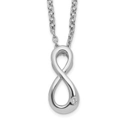 Graceful Anthem Modern Solstice White Ice Sterling Silver Rhodium-plated 18 Inch Diamond Infinity Symbol Necklace with 2 Inch Extender