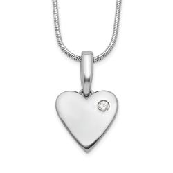 Radiant Sun White Ice Sterling Silver Rhodium-plated 18 Inch Diamond Heart Necklace with 2 Inch Extender