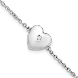 Zephira White Ice Sterling Silver Rhodium-plated 7 Inch Diamond Heart with .5 Inch Extender