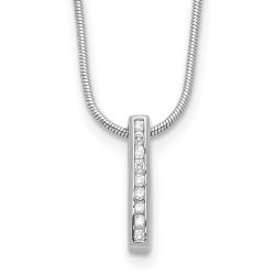 Ivory Cedar White Ice Sterling Silver Rhodium-plated 18 Inch Chanel-set Diamond Vertical Bar Necklace with 2 Inch Extender
