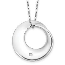 Valley White Ice Sterling Silver Rhodium-plated 18 inch Diamond Circle Necklace plus 2 inch Extender