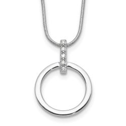 Serene Ash White Ice Sterling Silver Rhodium-plated Diamond Open Circle 18inch Necklace plus 2 inch Extender