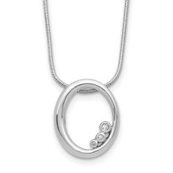 Majestic Aurora White Ice Sterling Silver Rhodium-plated 18 inch Diamond Oval Necklace plus 2 inch Extender