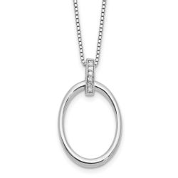 Graceful Anthem Spring Cove White Ice Sterling Silver Rhodium-plated 18 inch Diamond Oval Necklace plus 2 in Extender