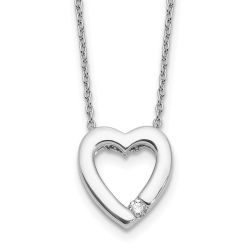 Bold Mesa Lustrous Maple White Ice Sterling Silver Rhodium-plated Diamond Open Heart 18 inch Necklace plus 2 inch Extender