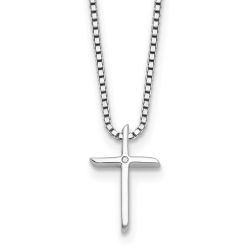 Moonlit Lily White Ice Sterling Silver Rhodium-plated 18 inch Diamond Cross Necklace plus 2 inch Extender