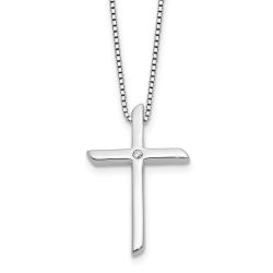 Autumn Sun Tranquil Meadow White Ice Sterling Silver Rhodium-plated 18 inch Diamond Cross Necklace plus 2 inch Extender