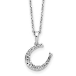 Refined Anthem Quiet Oak White Ice Sterling Silver Rhodium-plated 18 inch Diamond Horseshoe  Necklace plus 2 inch Extender