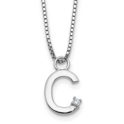 Polished Star Shimmering Aria White Ice Sterling Silver Rhodium-plated 18inch Diamond Letter C Initial Necklace plus 2 inch Extender