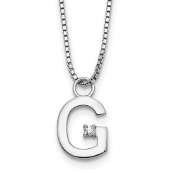 Sculpted Aurora White Ice Sterling Silver Rhodium-plated 18 inch Diamond Letter G Initial Necklace plus 2 inch Extender
