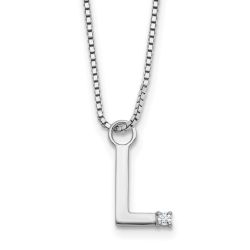 Summer Pebble Winter Garden White Ice Sterling Silver Rhodium-plated 18 inch Diamond Letter L Initial Necklace plus 2 inch Extender