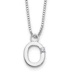 Modern Marigold White Ice Sterling Silver Rhodium-plated 18 inch Diamond Letter O Initial Necklace plus 2 inch Extender