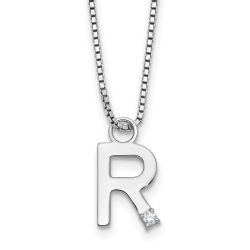Cool Ridge White Ice Sterling Silver Rhodium-plated 18 inch Diamond Letter R Initial Necklace plus 2 inch Extender