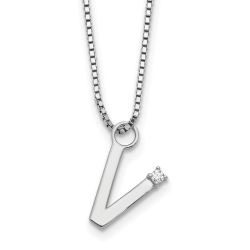Warm Nova Minimal Nova White Ice Sterling Silver Rhodium-plated 18 inch Diamond Letter V Initial Necklace plus 2 inch Extender