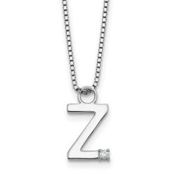 Moonlit Lily White Ice Sterling Silver Rhodium-plated 18 inch Diamond Letter Z Initial Necklace plus 2 inch Extender