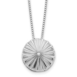  Magnolia Sunlit Equinox White Ice Sterling Silver Rhodium-plated Fanned Circle with a Diamond 18 inch Necklace plus 2 inch Extender