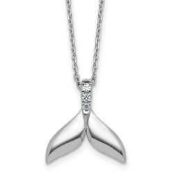 Dusk Violet White Ice Sterling Silver Rhodium-plated Diamond Whale Tail 18 inch Necklace plus 2 inch Extender