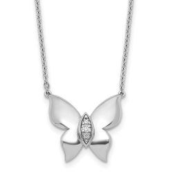 Sunlit Elm White Ice Sterling Silver Rhodium-plated Diamond Butterfly 18 inch Necklace plus 2 inch Extender