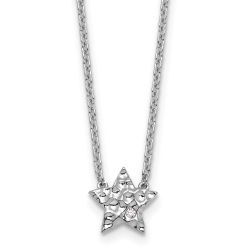 Warm Cove Radiant Magnolia White Ice Sterling Silver Rhodium-plated 18 inch Diamond Star Necklace plus 2 inch Extender