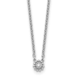 Winter Pebble White Ice Sterling Silver Rhodium-plated 18 inch Beaded Circle with Diamond Necklace plus 2 inch Extender