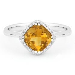 Front view diamond and citrine fashion ring white gold
