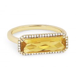 Front view diamond and citrine fashion ring yellow gold