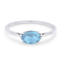 Front view diamond and blue topaz fashion ring white gold