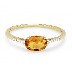 Front view diamond and citrine fashion ring yellow gold
