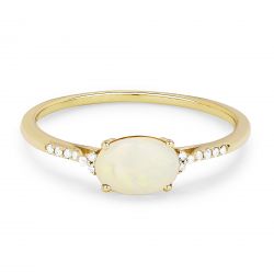 Front view diamond and opal fashion ring yellow gold
