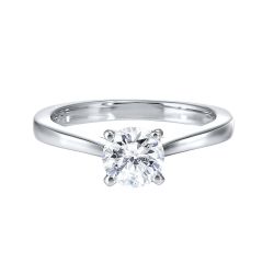 Front View 14k White Gold 1/2ct Diamond Solitaire Ring