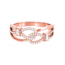 Front View 14k Rose Gold Diamond Buckle Ring
