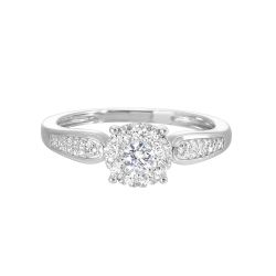 AeOraVer 14K White Gold Diamond Ring