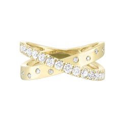14k Diamond X Ring 1/2ctw