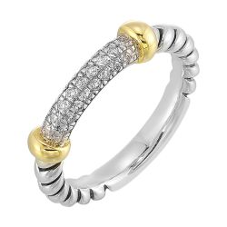 Aurivine Yellow Gold and Sterling Silver Diamond 1/5 CTW Ring