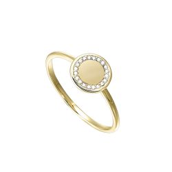 Front View 10k Yellow Gold & Diamond Sparkle Fashion Ring