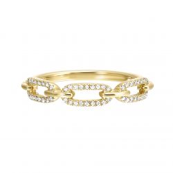 Front View Yellow Gold Diamond Paperclip Ring
